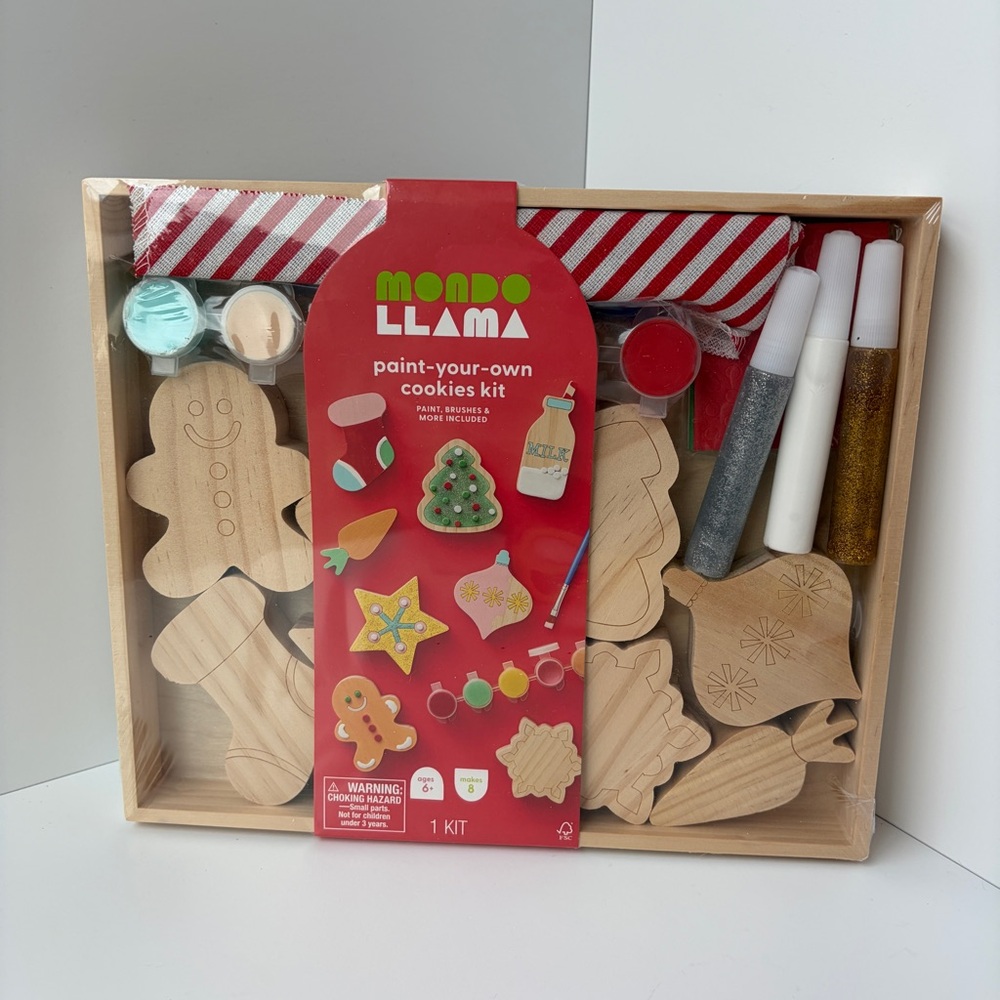 NWT Mondo Llama 2024 Wooden Paint Your Own Christmas‎ Cookies Craft Art Project